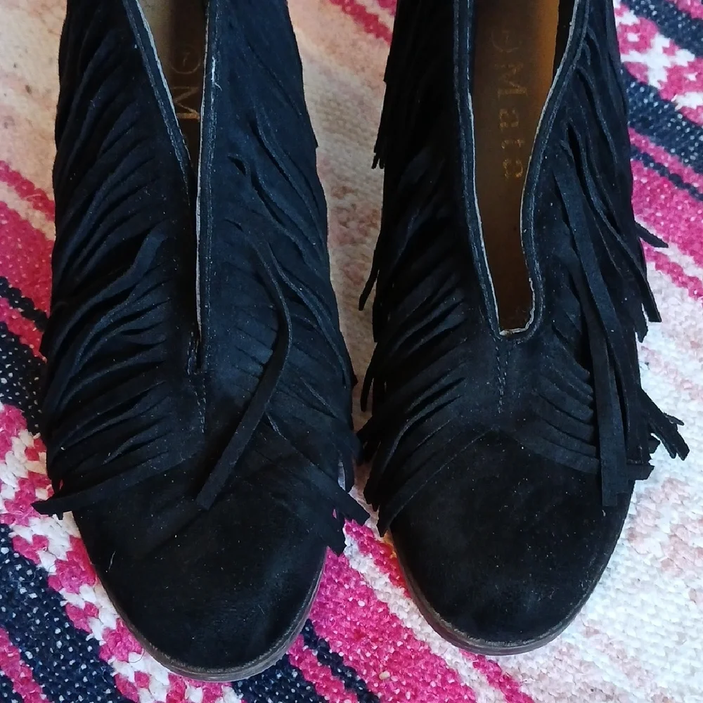 Mata Black Fringe‎ Ankle Boots Size 7 Womens